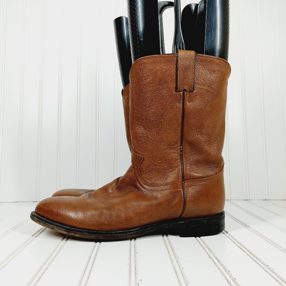 Justin Boots Shoes Justin Boots Brown Leather Slip On Round Toe
